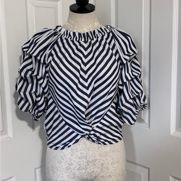 Habitual Kids Habitual Ruched Sleeve Stripe Top - Picture 2 of 5